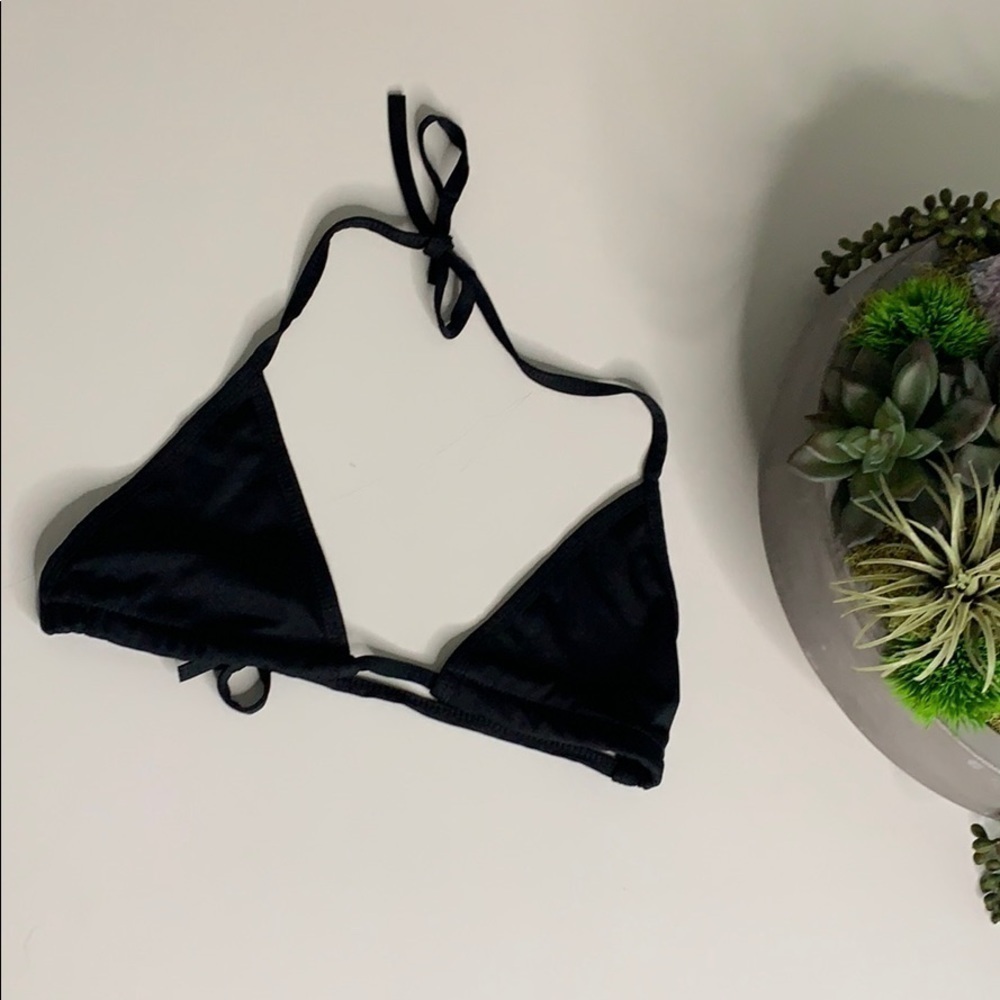 Swimwear Black Triangle halter tie Bikini Top small